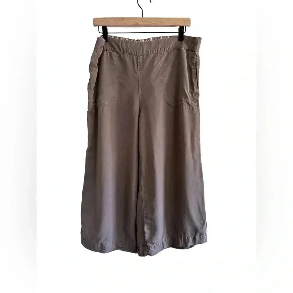 Fresh Produce L Clare Lagoon Brown Wide Leg Capri Crop Pants